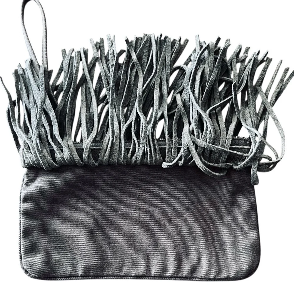 American Eagle Outfitters Fringe Suede Wristlet - Olive Green - Picture 5 of 8